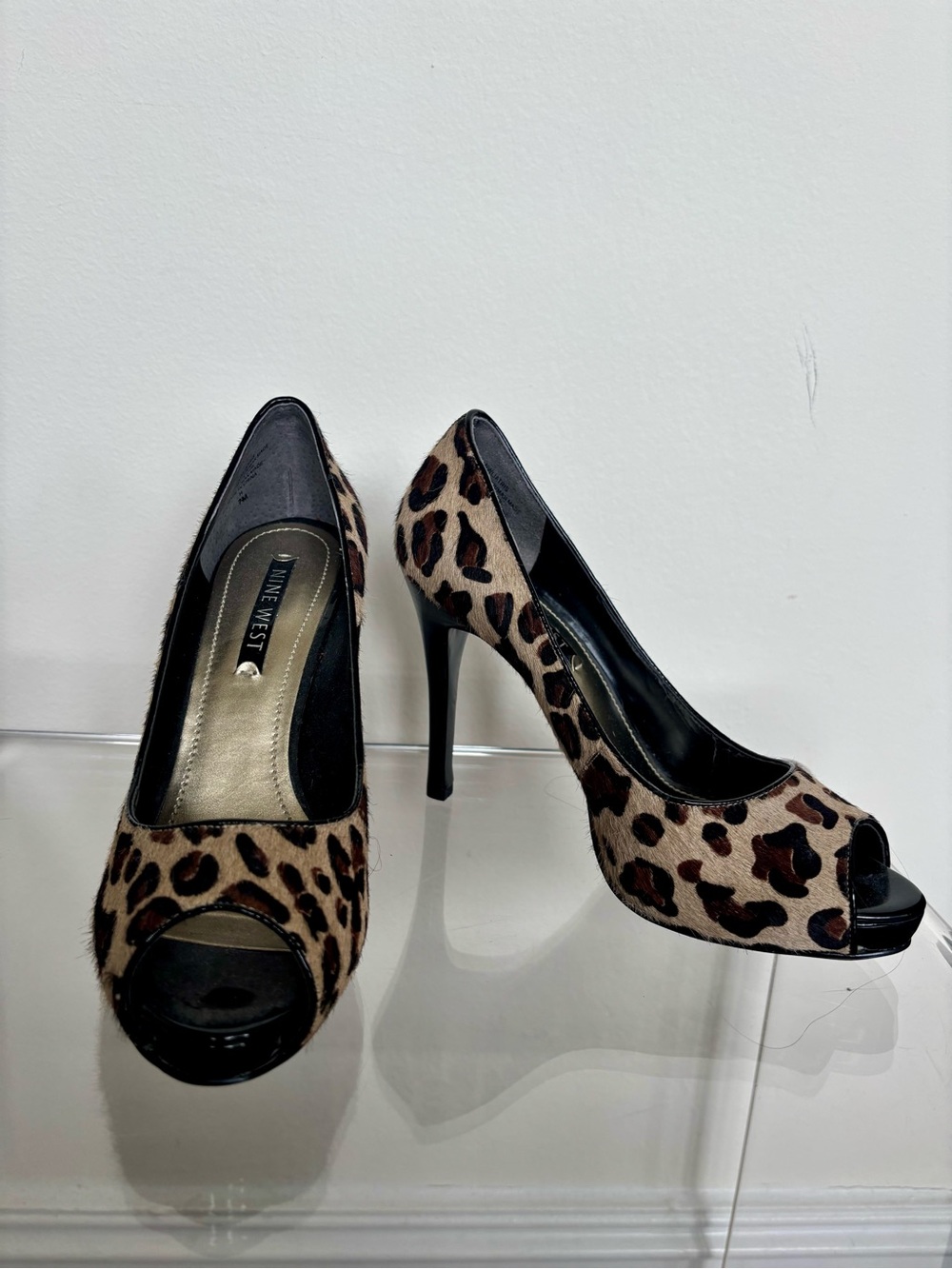 Nine West Leopard Print Peep-Toe Pumps - Brown/Black
